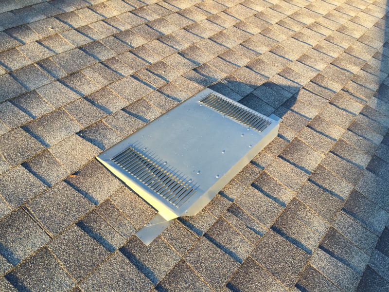 Our old roof had two large, old-fashioned whirlybird vents. We changed those out with these lower profile O'Hagin vents and a ridge vent.
